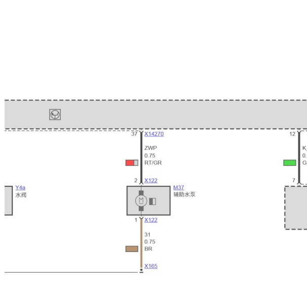 2013年宝马X5暖风水阀电路图