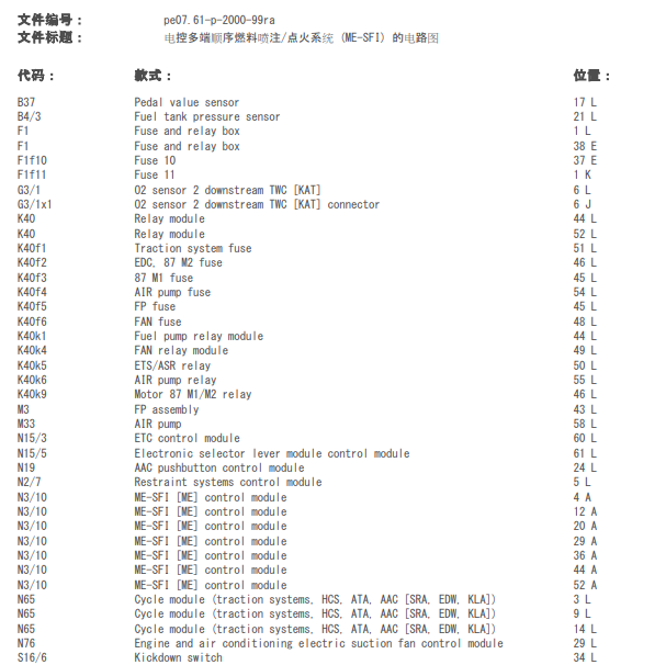 2000年奔驰SLK230发动机电路图