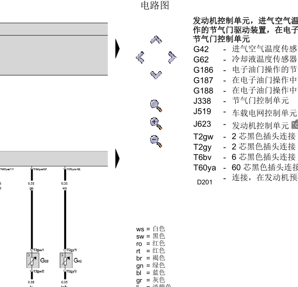 2008年大众迈腾节气门和进气管电位器电路图