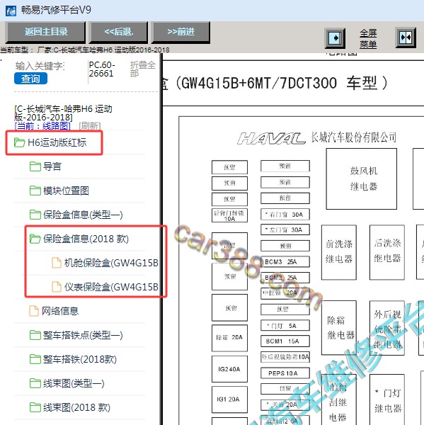 2018年长城哈弗H6 运动版保险丝说明资料