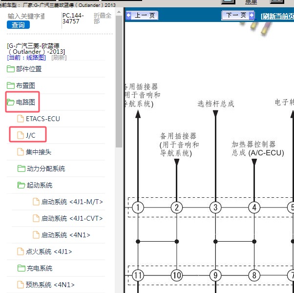 2013年广汽三菱-欧蓝德 保险电路图