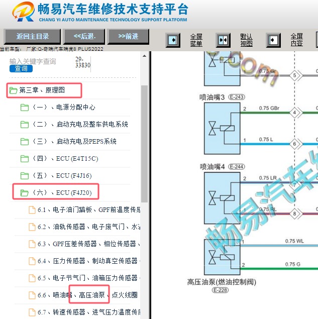 2022年奇瑞瑞虎8 PLUS 高压油泵电路图资料