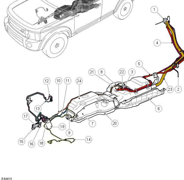 2009年路虎发现2.7发动机燃油管路连接图