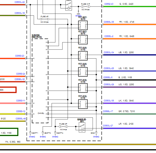2013年路虎发现灯光电路图