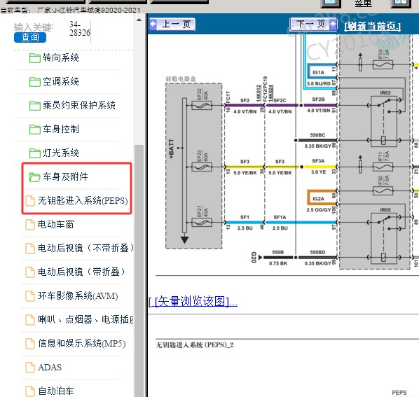 2020年江铃域虎9 PEPS电路图
