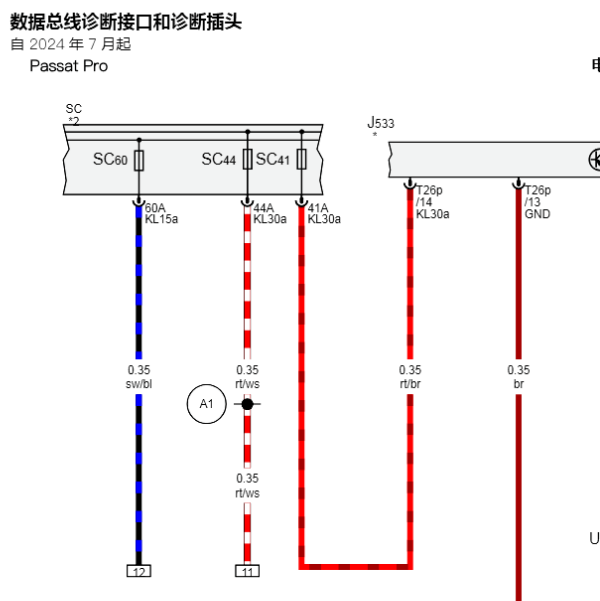 2025年大众帕萨特 Pro OBD电路图