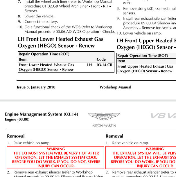 2010年阿斯顿马丁发动机氧传感器拆装