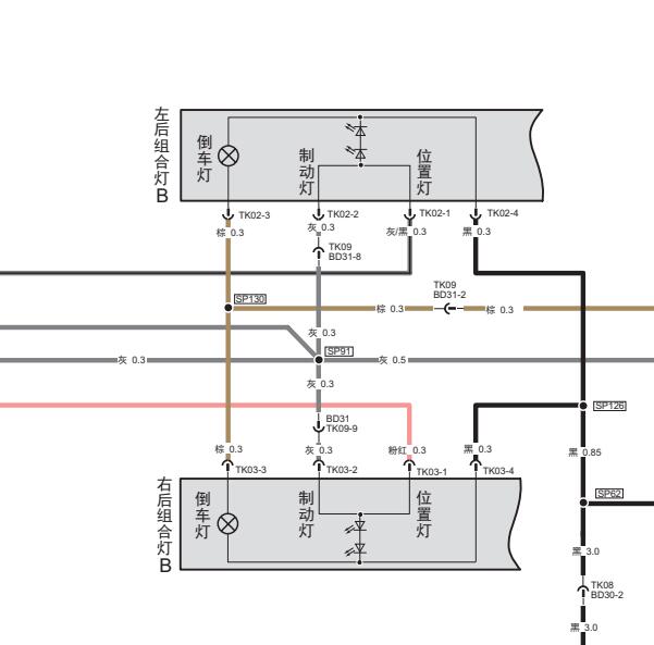 2020年广汽传祺GS4倒车灯电路图
