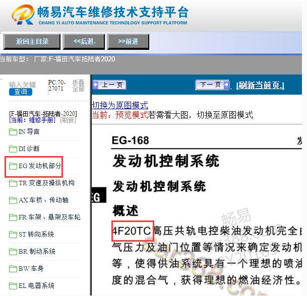 2020年福田拓路者4F20TC发动机维修手册