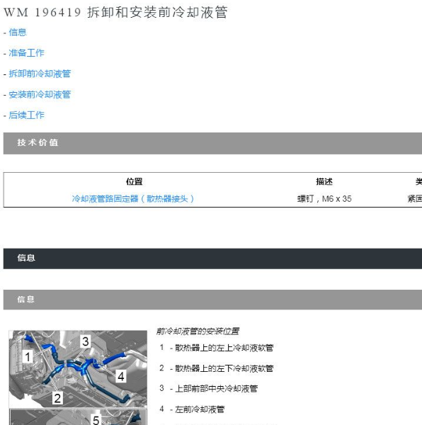 2014年保时捷911 发动机冷却液管维修资料