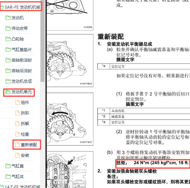 2012年丰田凯美瑞平衡轴扭矩
