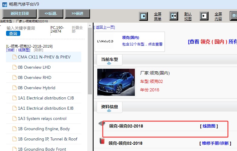2018年吉利领克02全车电路图资料