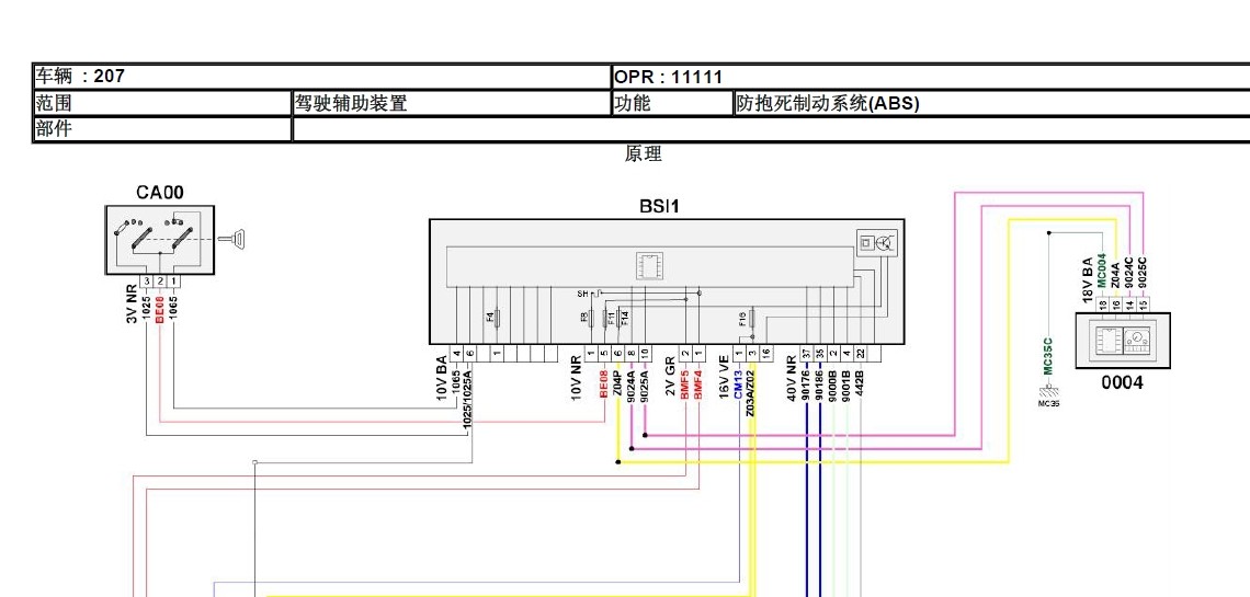 标致207ABS线路 