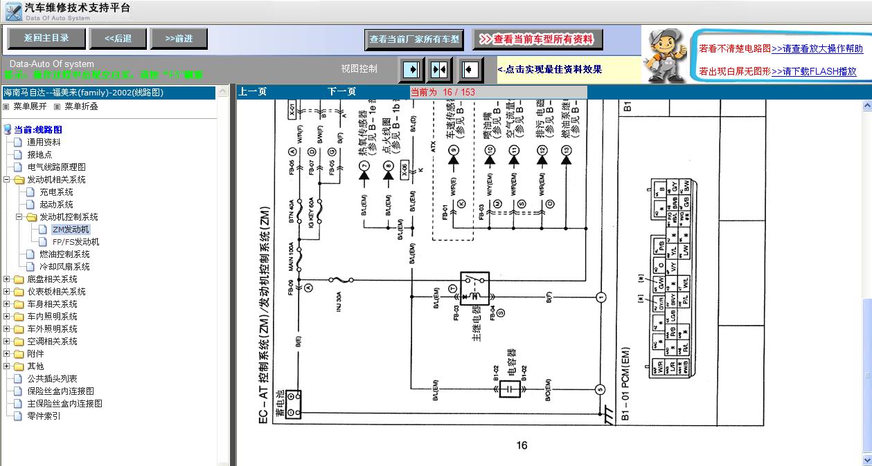 2002年马自达福美来ZM发动机电路