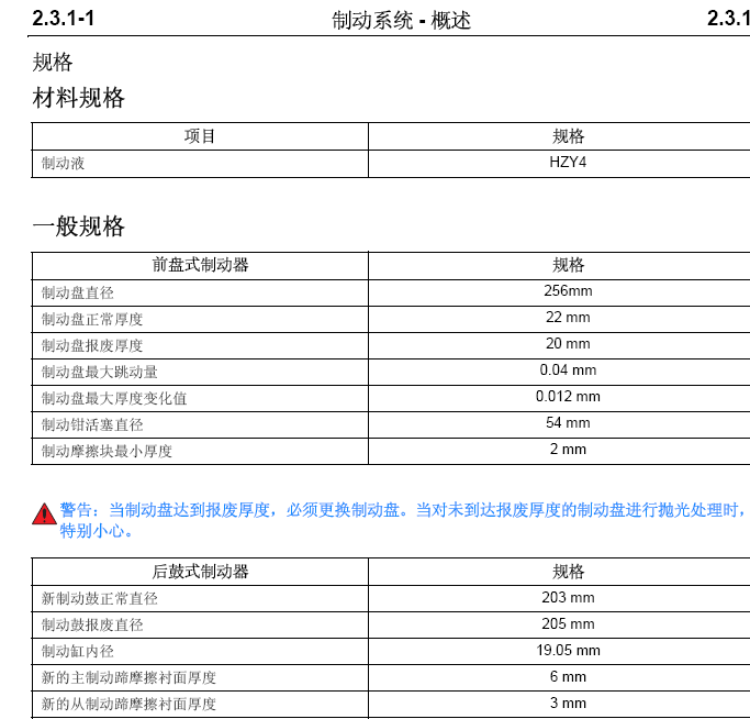 12年长安悦翔制动系统维修手册
