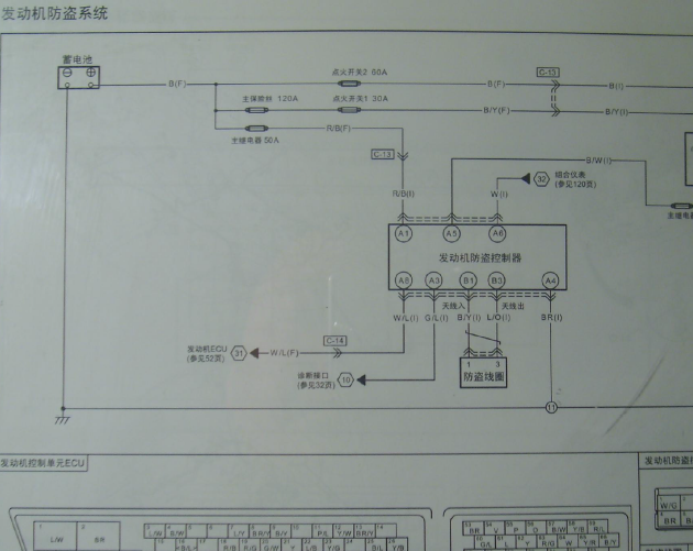 奔腾B50 发动机防盗系统电路