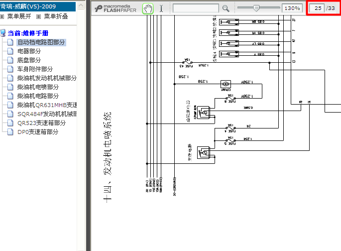 09年奇瑞威麟(V5) 发动机电喷系统电路