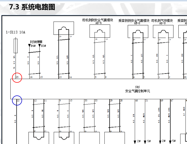 一汽奔腾B70气囊电路图
