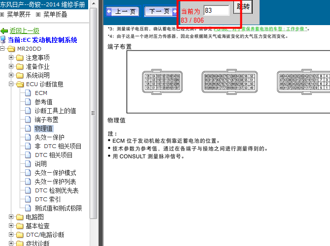 14年日产奇骏 2.0发动机端子图