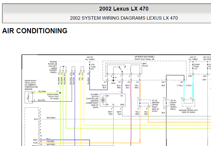 2002年L凌志LX470空调电路图