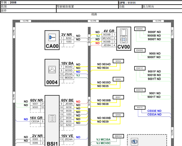 标致2008 助力转向电路