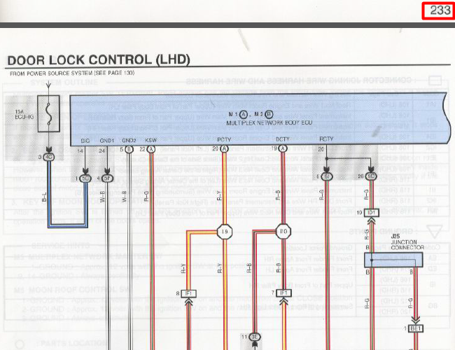 00年丰田大霸王 门锁控制电路