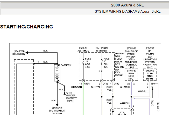 2000年里程启动系统电路图