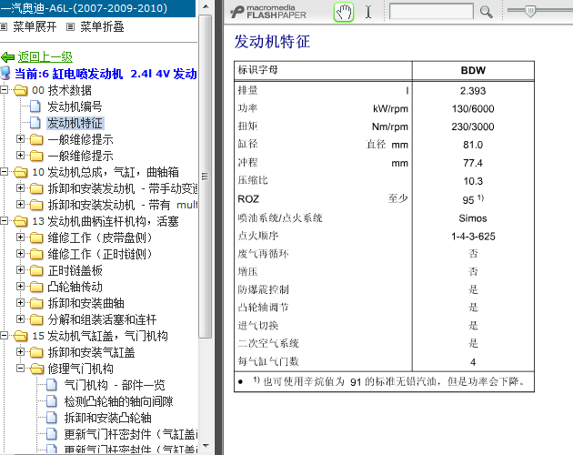 08年奥迪A6 BDW发动机维修资料
