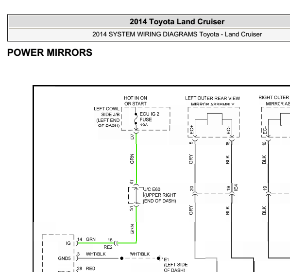 14年酷路泽电动镜电路
