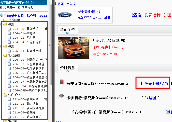 12年福特福克斯 底盘相关资料
