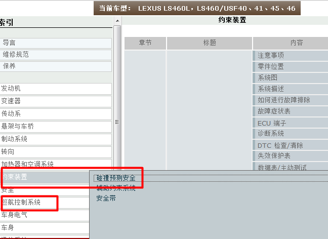 08年雷克萨斯LS460 相关维修资料