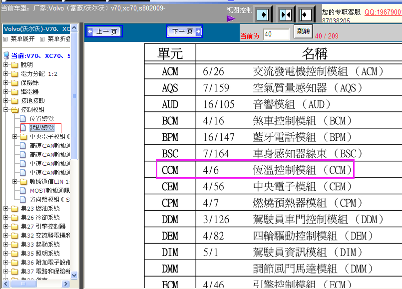 09年沃尔沃S80气候模块编号