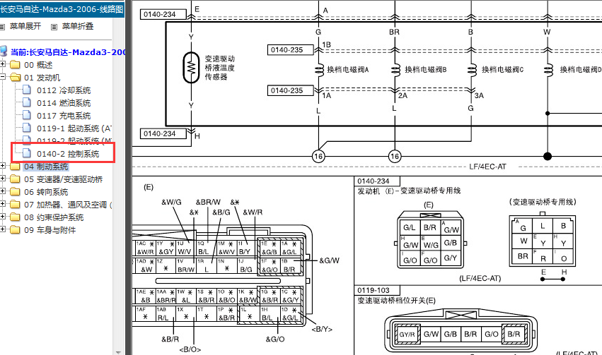06年马自达3 变速器控制电路资料