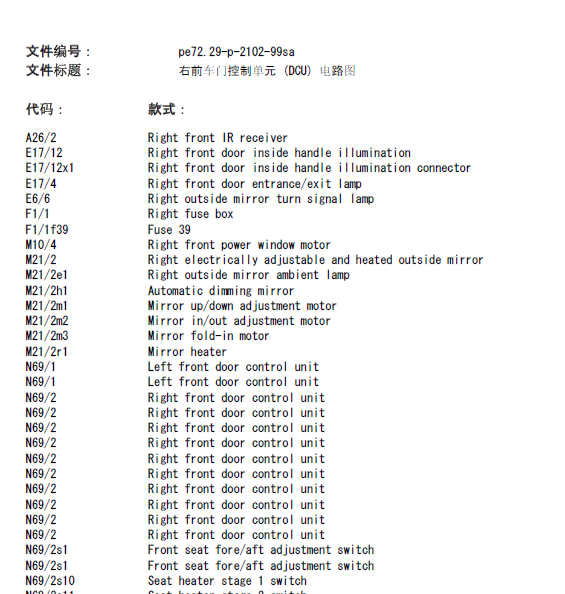 奔驰S280电动车窗 电路