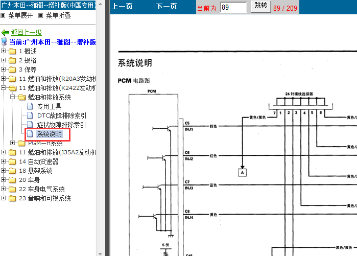 11年本田雅阁 中国专用K24Z2发动机电路