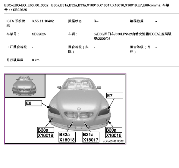 09年宝马530 驻车距离报警位置图