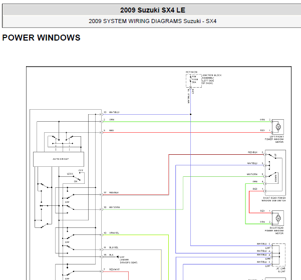 09年铃木天语  电动车窗电路图