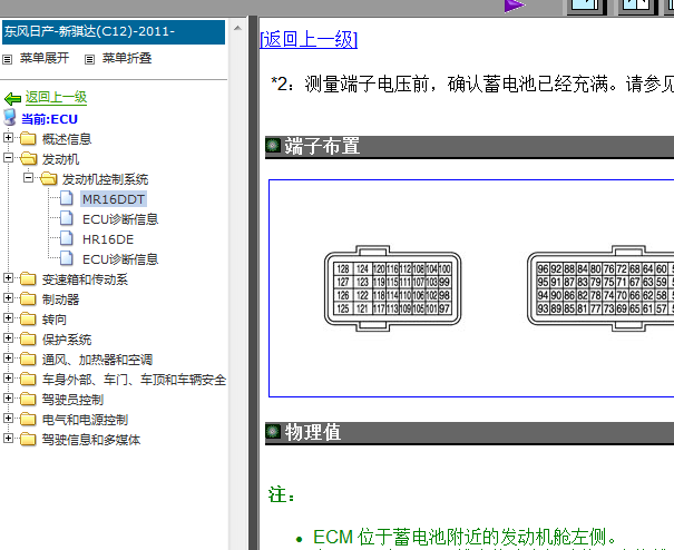12年日产骐达发动机电脑针脚图