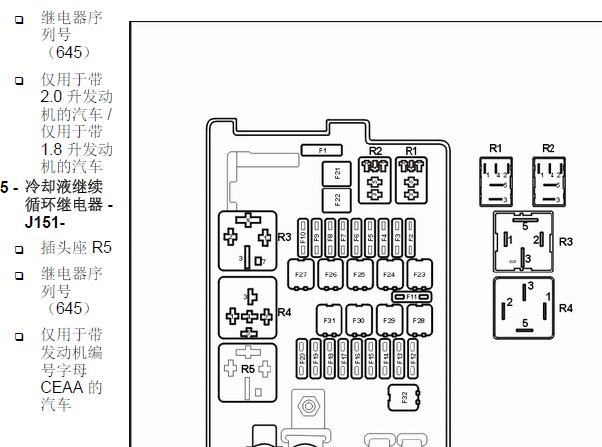 16年帕萨特继电器分布图