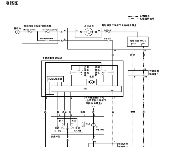 10年本田思铂睿天窗电路图