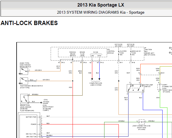 13年智跑发动机 ABS 转向系统线路图