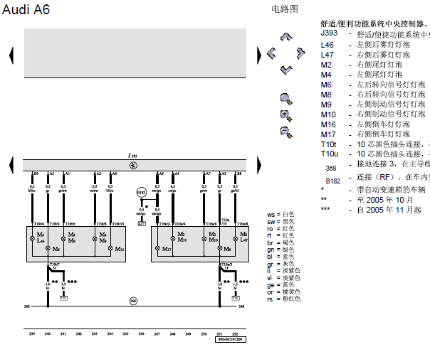 06年奥迪A6L尾灯线路图
