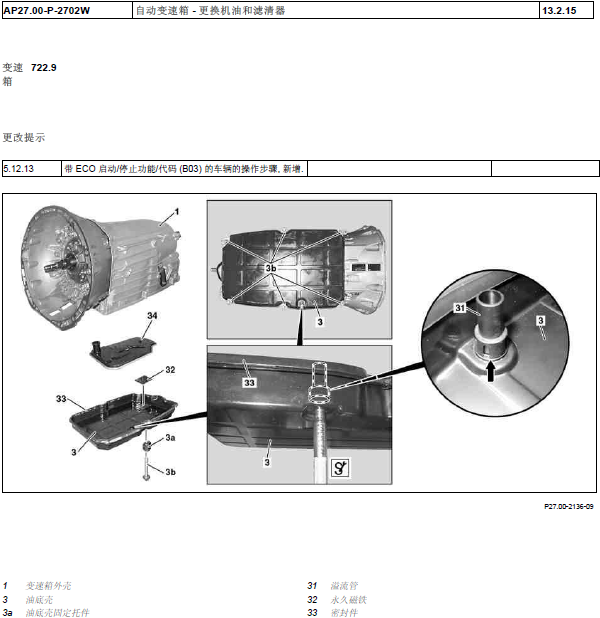 11年奔驰S300L变速箱机油
