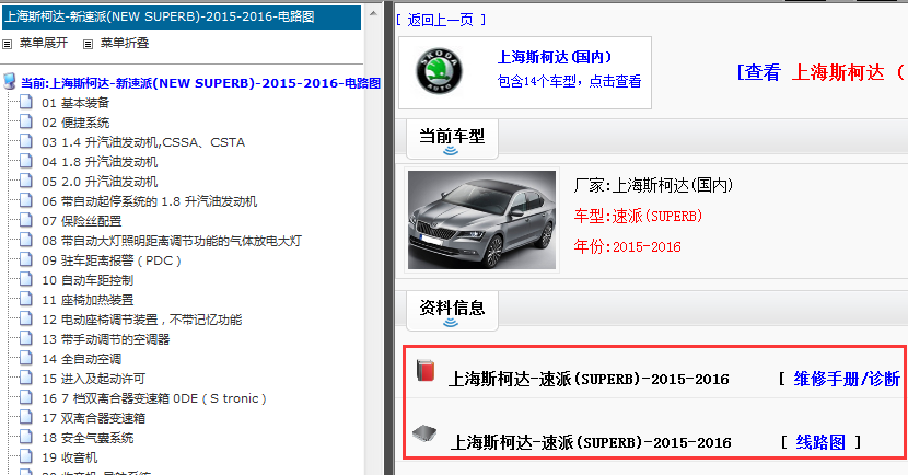 2015-2016年斯柯达速派维修手册和电路图