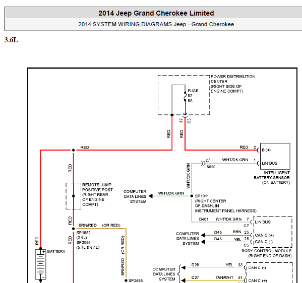 14年吉普切诺基发电机电路图