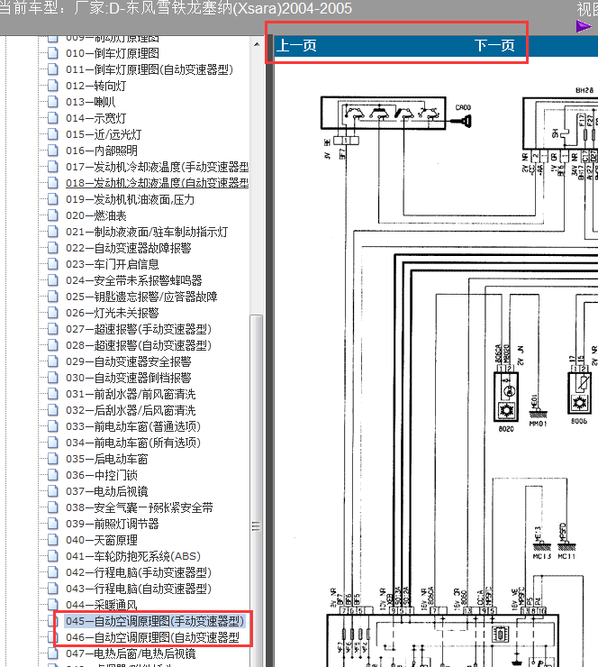 04年雪铁龙塞纳空调电路图