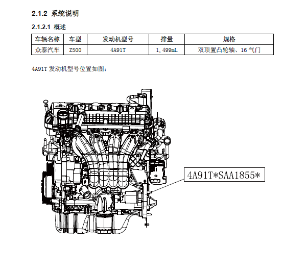 14年众泰Z500发动机维修手册