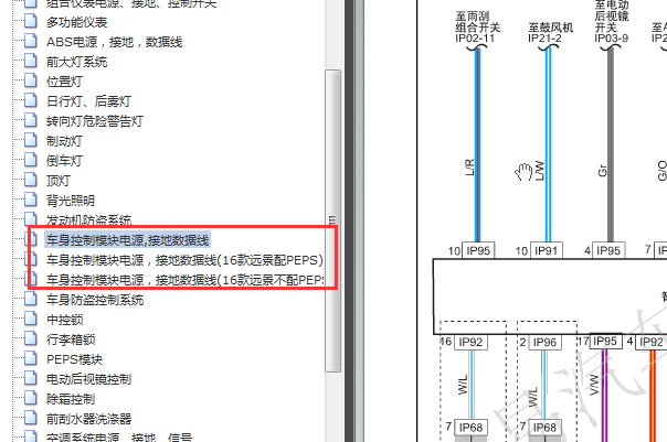 2016年吉利远景车身电路图