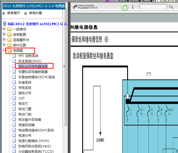 2012年现代IX35保险丝盒电路图