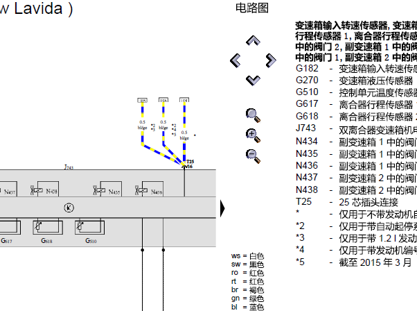 2014年大众朗逸0AM变速箱电路图